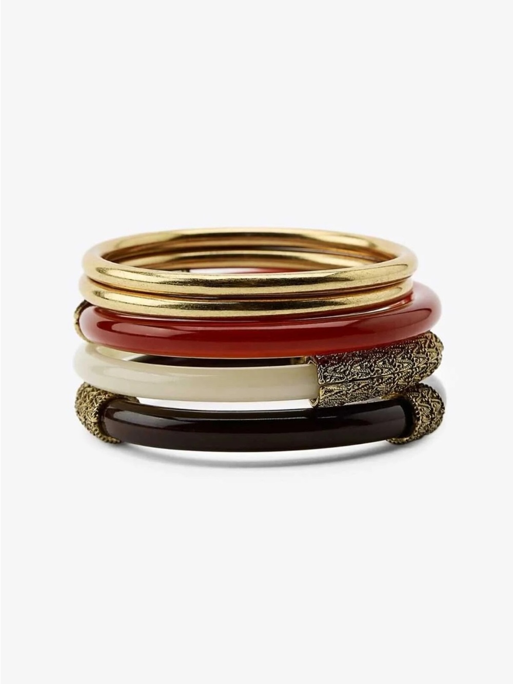 Zara Resin and Metal Bangle Bracelet Set NWT